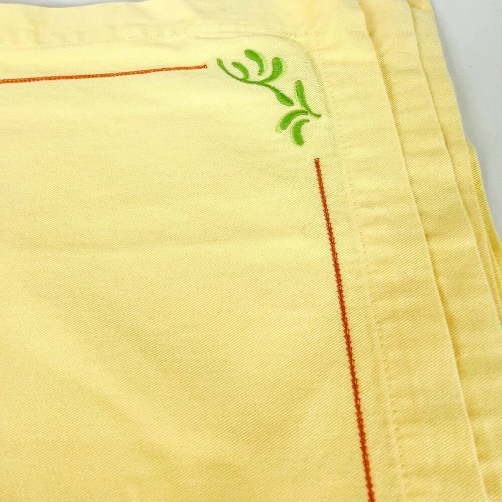 The Cellar Cotton Embroidered Rooster Yellow Napkins Set Of 5 French Country